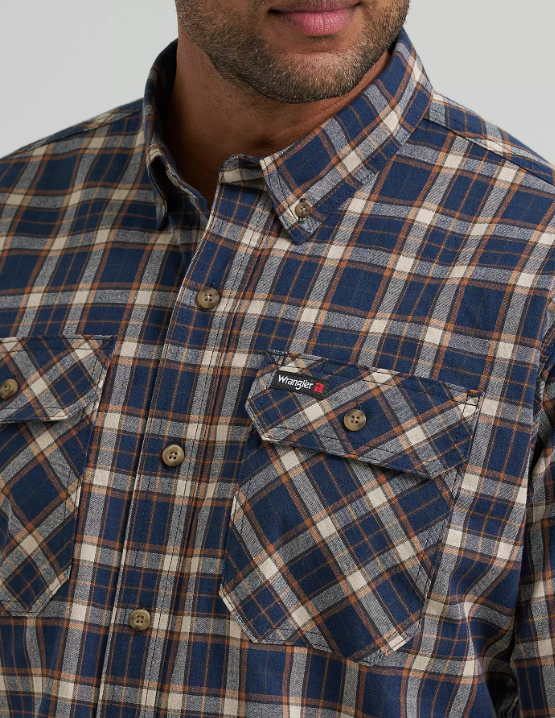 Wrangler Riggs Workwear Foreman Plaid Long Sleeve Work Shirt