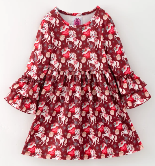 Pink Barn Kids Fancy Prancy Christmas Horses Girls Dress