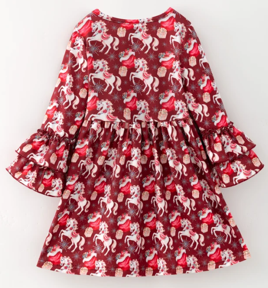 Pink Barn Kids Fancy Prancy Christmas Horses Girls Dress