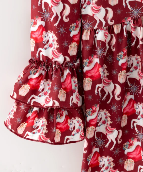 Pink Barn Kids Fancy Prancy Christmas Horses Girls Dress