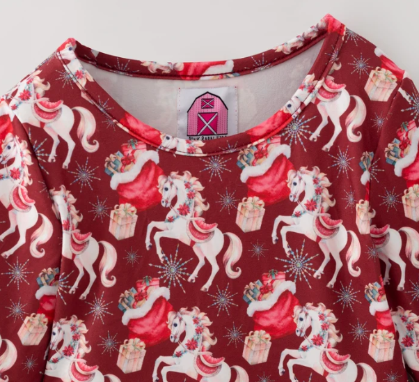 Pink Barn Kids Fancy Prancy Christmas Horses Girls Dress