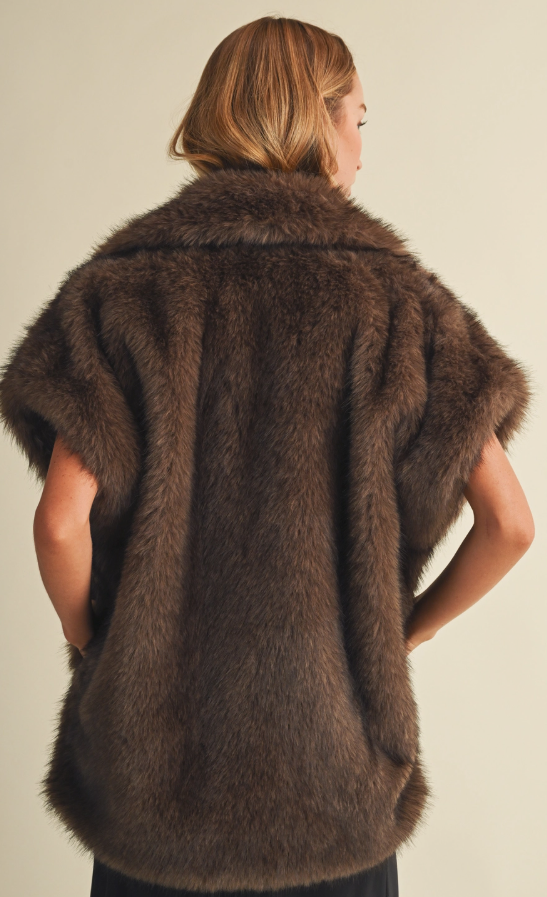 Mustard Seed Statement Lapel Plush Faux Fur Vest