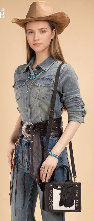 Trinity Ranch Western Hair-On Cowhide Mini Tote/Crossbody