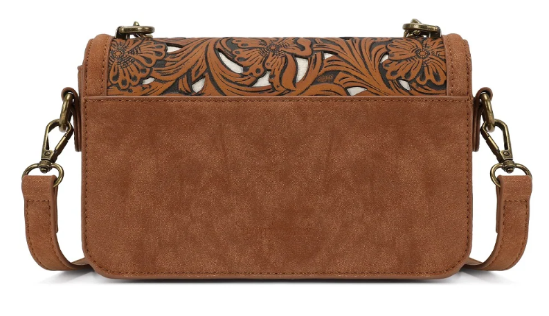 Trinity Ranch Cowhide Floral Cutout Crossbody Bag