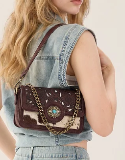 Trinity Ranch Cowhide Floral Cutout Crossbody Bag