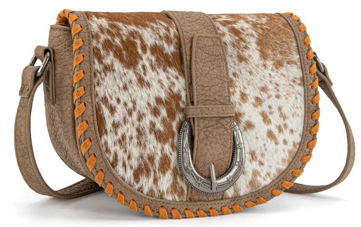 Trinity Ranch Western Hair-On Cowhide Saddle Crossbody