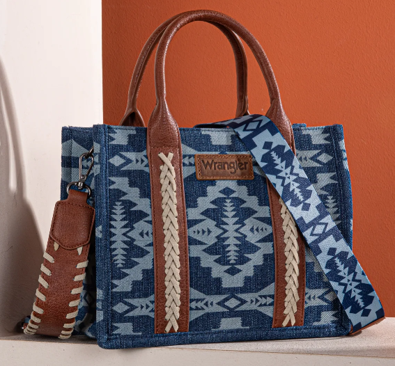 Wrangler Southwestern Print Small Canvas Tote/Crossbody Jean