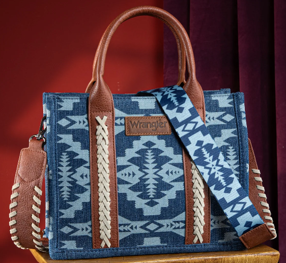 Wrangler Southwestern Print Small Canvas Tote/Crossbody Jean