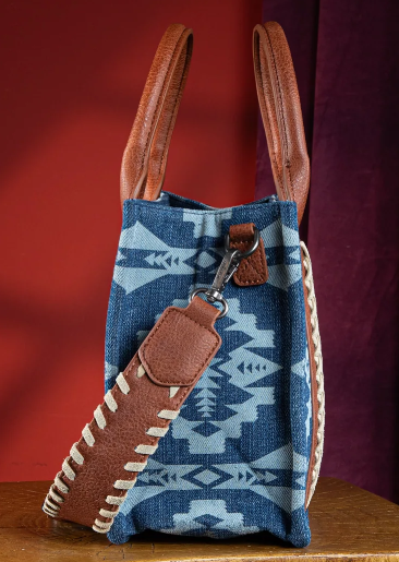 Wrangler Southwestern Print Small Canvas Tote/Crossbody Jean