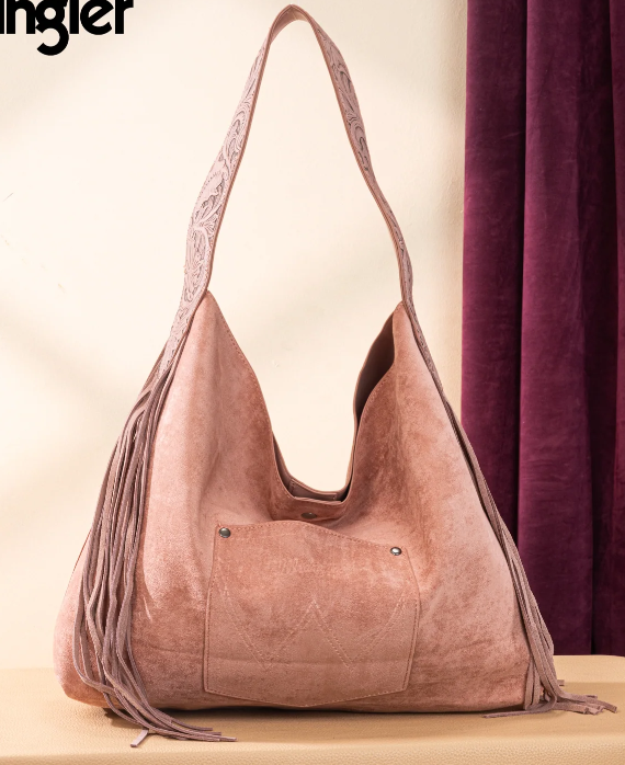Wrangler Fringe Floral Tooled Hobo Bag