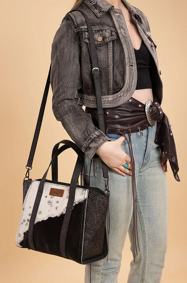 Wrangler Genuine Hair-On Cowhide Wide Tote/Crossbody