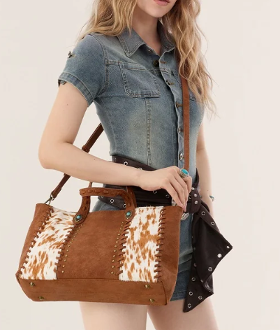 Trinity Ranch Genuine Cowhide Concealed Carry Tote Bag