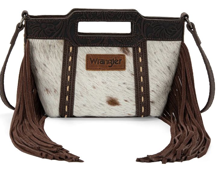 Wrangler Genuine Cowhide Top Handle Fringe Crossbody