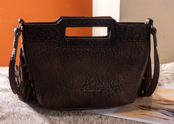Wrangler Genuine Cowhide Top Handle Fringe Crossbody