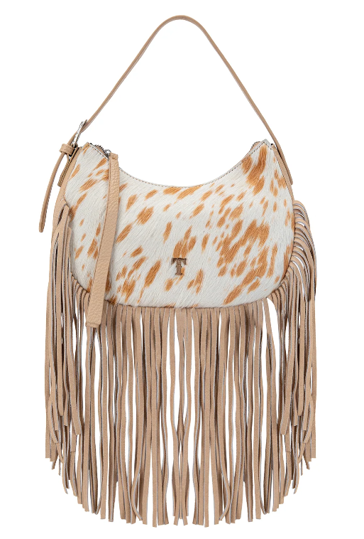 Trinity Ranch Cowhide Hair on Fringe Hobo Bag