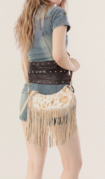 Trinity Ranch Cowhide Hair on Fringe Hobo Bag