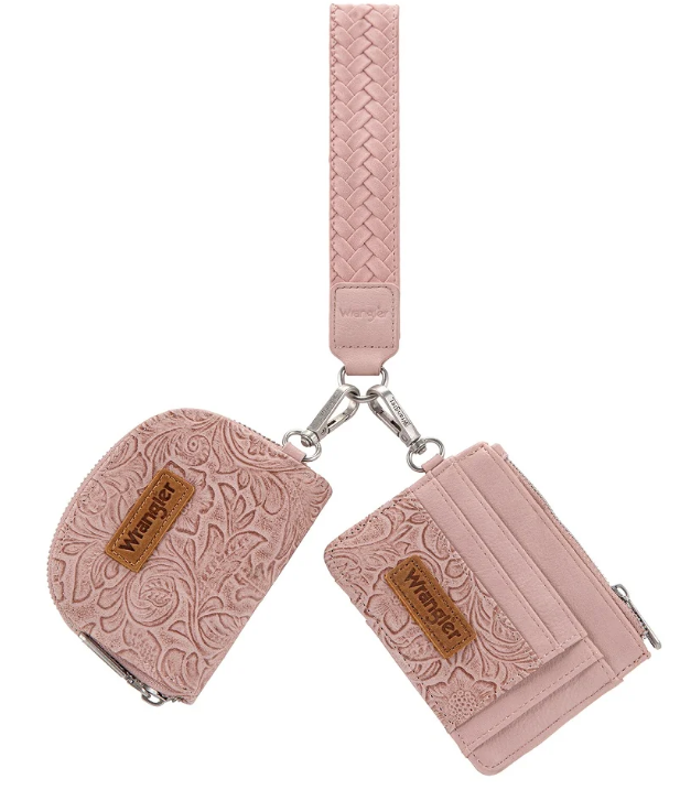 Wrangler Floral Tooled 2‑Piece RFID Wallet Set