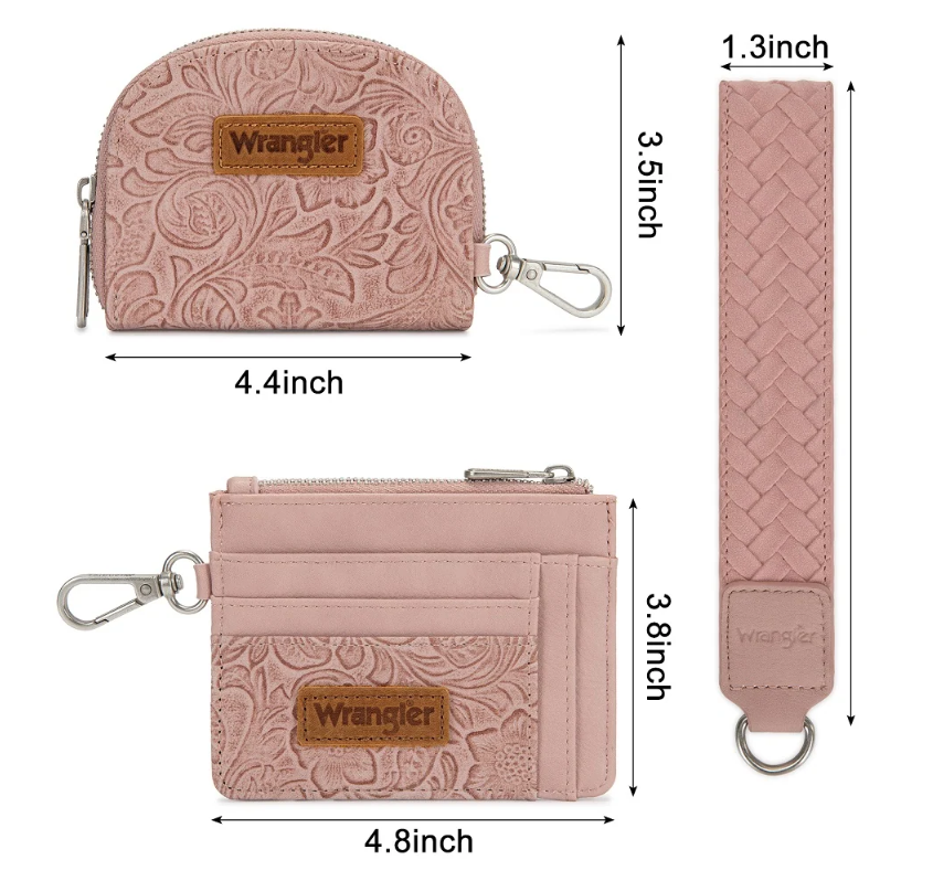 Wrangler Floral Tooled 2‑Piece RFID Wallet Set
