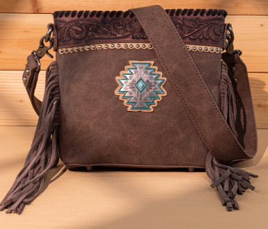 Montana West Tooled Aztec Concho Collection Crossbody