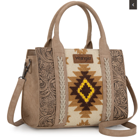 Wrangler Tooled Aztec Pattern Print Concealed Carry Tote/Crossbody