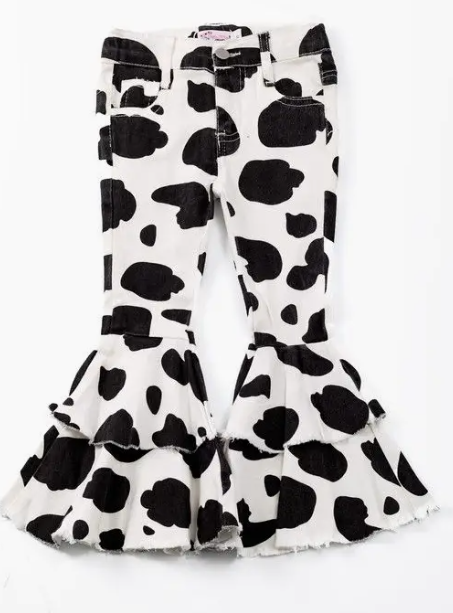 Girl Jean Cow Denim Flares