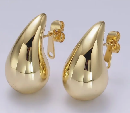 Golden Teardrop Stud Earrings