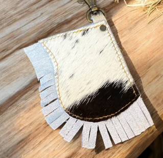 Fringe Cowhide & Tooled Keychain