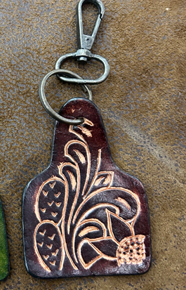 Western Tooled Leather Keychain