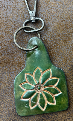 Western Tooled Leather Keychain