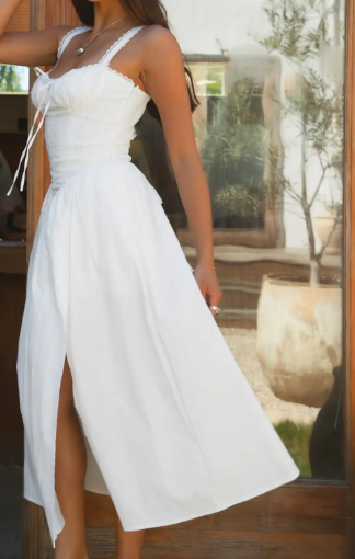 Loretta Stretch Poplin Sleeveless Drop Waist Maxi Dress