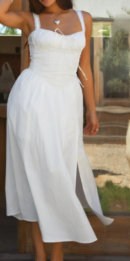 Loretta Stretch Poplin Sleeveless Drop Waist Maxi Dress