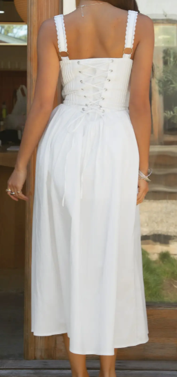 Loretta Stretch Poplin Sleeveless Drop Waist Maxi Dress