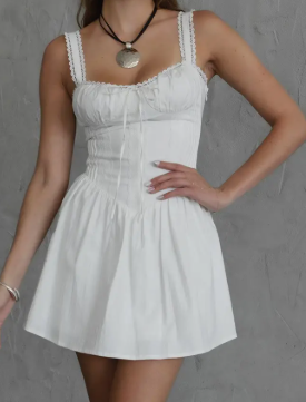 Darcy Body Cinching Stretch Poplin A Line Dainty Mini Dress