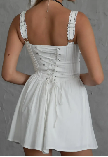 Darcy Body Cinching Stretch Poplin A Line Dainty Mini Dress