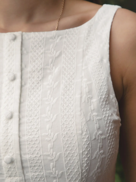 Amabel Embroidered Drop Waist Mini Dress