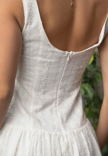 Amabel Embroidered Drop Waist Mini Dress
