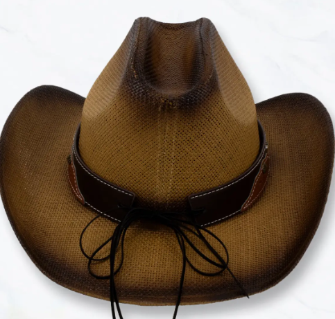 Cowboy Hat with Leather Longhorn Band