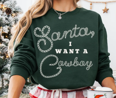 "Santa, I Want a Cowboy" Rope Sweater