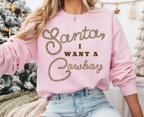 "Santa, I Want a Cowboy" Rope Sweater