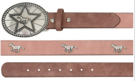Catchfly Girls Belt Orchid Pink W/Galloping and Buckle