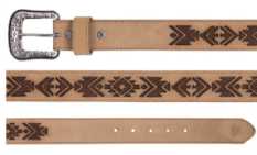 Red Hat Co Ladies Belt Bone Southwestern Desing W/Brown Inlay