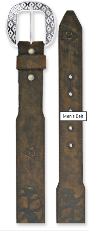 Red Dirt Hat Co Men's Oiled Leather Belt W/Bison & Logo