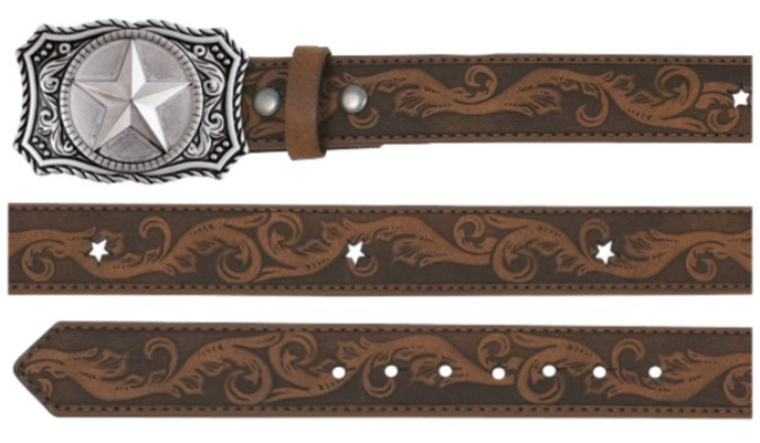 Arena Ace Boy's Belt W/Star Cutouts and scroll Emboss