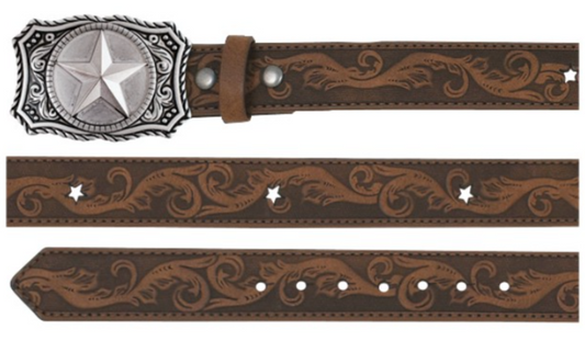 Arena Ace Boy's Belt W/Star Cutouts and scroll Emboss