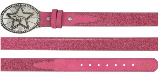 Catchfly Girl's Belt Pink Vinyl Glitter