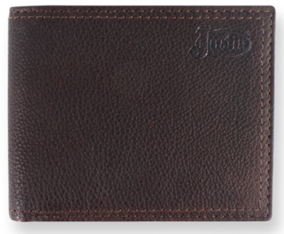 Justin Men's Genuine Leather Wallet Dark Brown Rugger