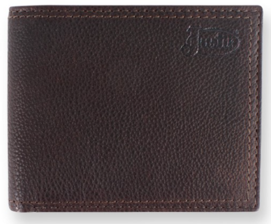 Justin Men's Genuine Leather Wallet Dark Brown Rugger