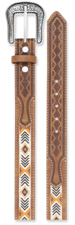 Justin Boys Belt Tan W/Southwestern Ribbon