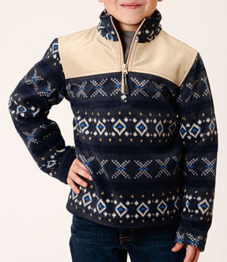Roper Navy Aztec Print Boys Jackets