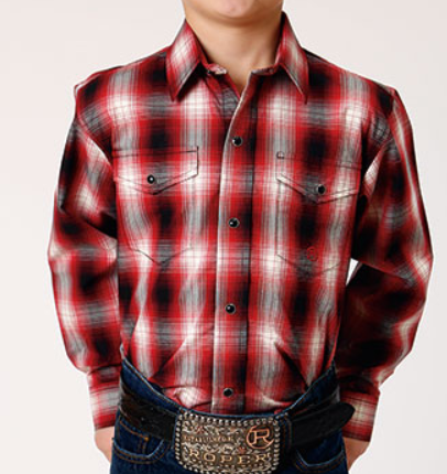 Roper Basic Red Plaid Boys Shirt